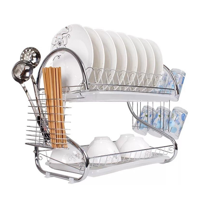 KỆ ÚP BÁT ĐĨA 2 TẦNG INOX CHỮ S [TỔNG KHO GIÁ RẺ.VN]