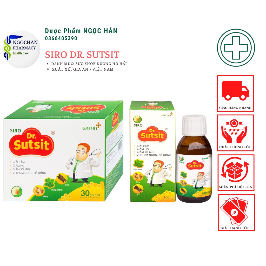 Siro giảm ho DR. SUTSIT GIA AN| Hộp 30 gói x 5ml