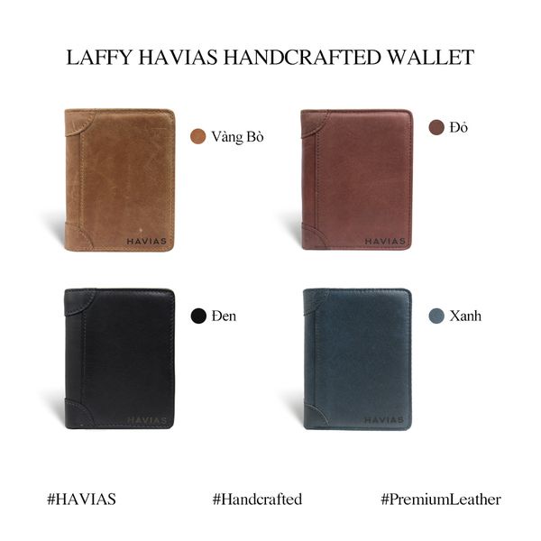 Ví da đứng Laffy Handcrafted Wallet HAVIAS Vàng Bò