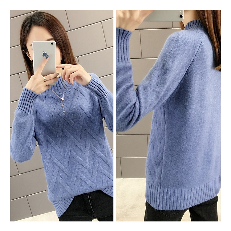 Áo len nữ vân nổi dày dặn mẫu thu đông mới 2022