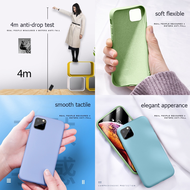 Ốp điện thoại silicon dẻo mềm siêu mỏng sang trọng chống bẩn mùa hè cho iPhone 12 Pro Max 12 Mini 11 Pro Max XS X Luxury Ultra-Thin Anti-Dirt Summer Soft Liquid Silicone Phone Case