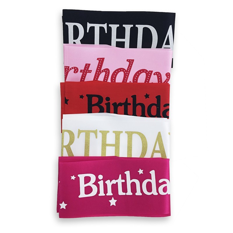 Băng đeo chéo vai in chữ Birthday phong cách công chúa dùng cho tiệc sinh nhật