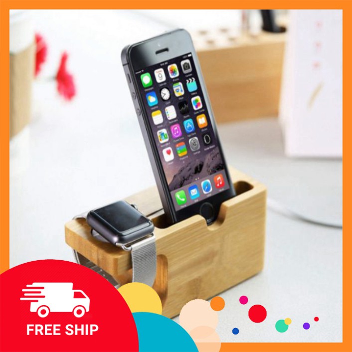 Chính Hãng Dock sạc Apple watch và Iphone bằng gỗ tre sang trọng SẢN PHẨM BÁN CHẠY NHẤT