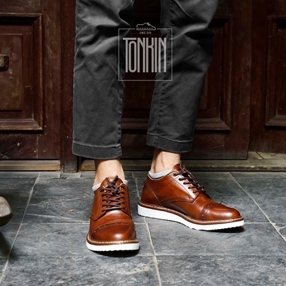 [CAO CẤP] Giày da nam công sở màu nâu COLE HAAN HM mũi tròn Đế bánh mì Phong cách văn phòng đường phố bụi bặm BH 1 năm