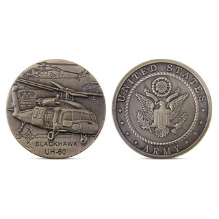 Xu Lưu Niệm Trực Thăng Black Hawk UH60 Mỹ, được chạm khắc khéo léo, tinh xảo và nhỏ gọn; đường kính xu 4cm-SP002418
