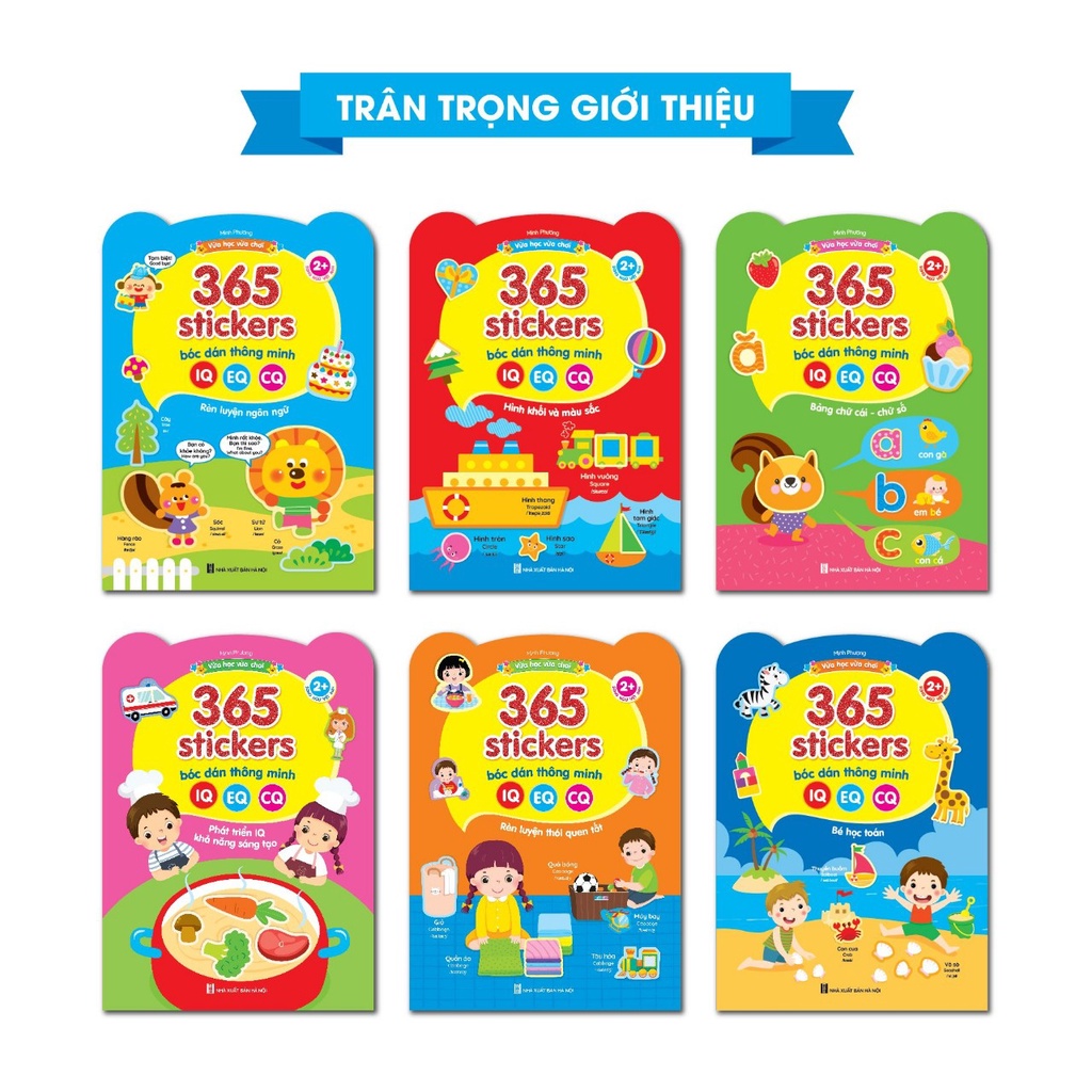 Sách - 365 stickers Bóc dán thông minh song ngữ Việt Anh dành cho trẻ từ 2-6 tuổi (Bộ 6 cuốn)