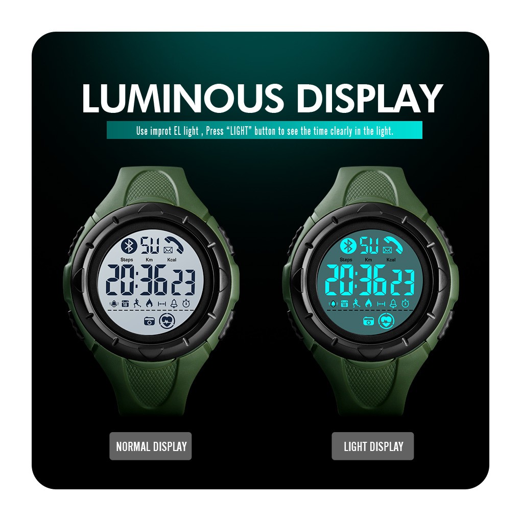 Đồng Hồ Thông minh SKMEI 1542 Kiểu Dáng Thể Thao Chống Thấm Nước Kết Nối Bluetooth Đo Nhịp Tim Tiện Dụng Chất Lượng Cao