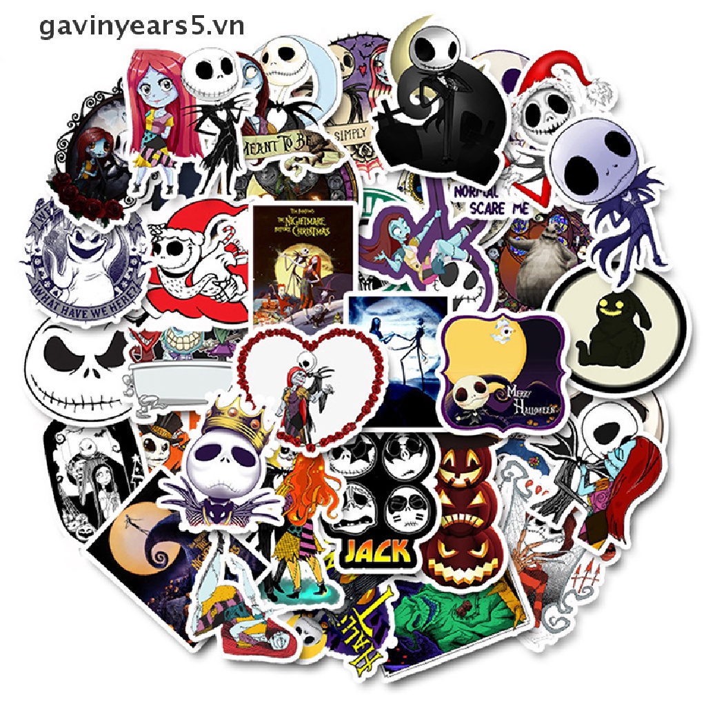 Bộ 50 Miếng Dán Họa Tiết Graffiti Vui Nhộn Chống Thấm Nước Dùng Trang Trí Laptop / Xe Mô Tô Dịp Halloween