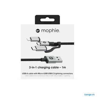 Cáp MOPHIE 3 đầu chuyển | USB-A to Micro USB, USB-C, Lightning Cable