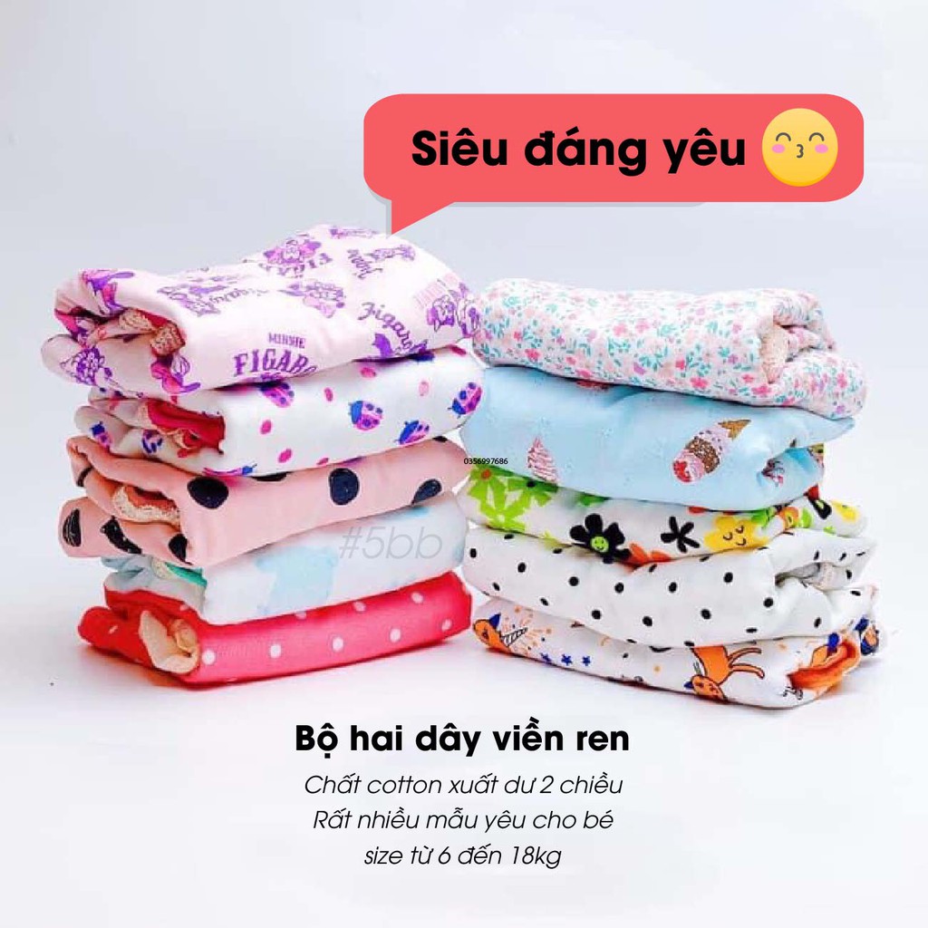 [HÀNG KHÔNG ĐẸP  HOÀN TIỀN]Bộ hai dây quần chip COTTON XUẤT DƯ siêu yêu bé gái size (2-8T)