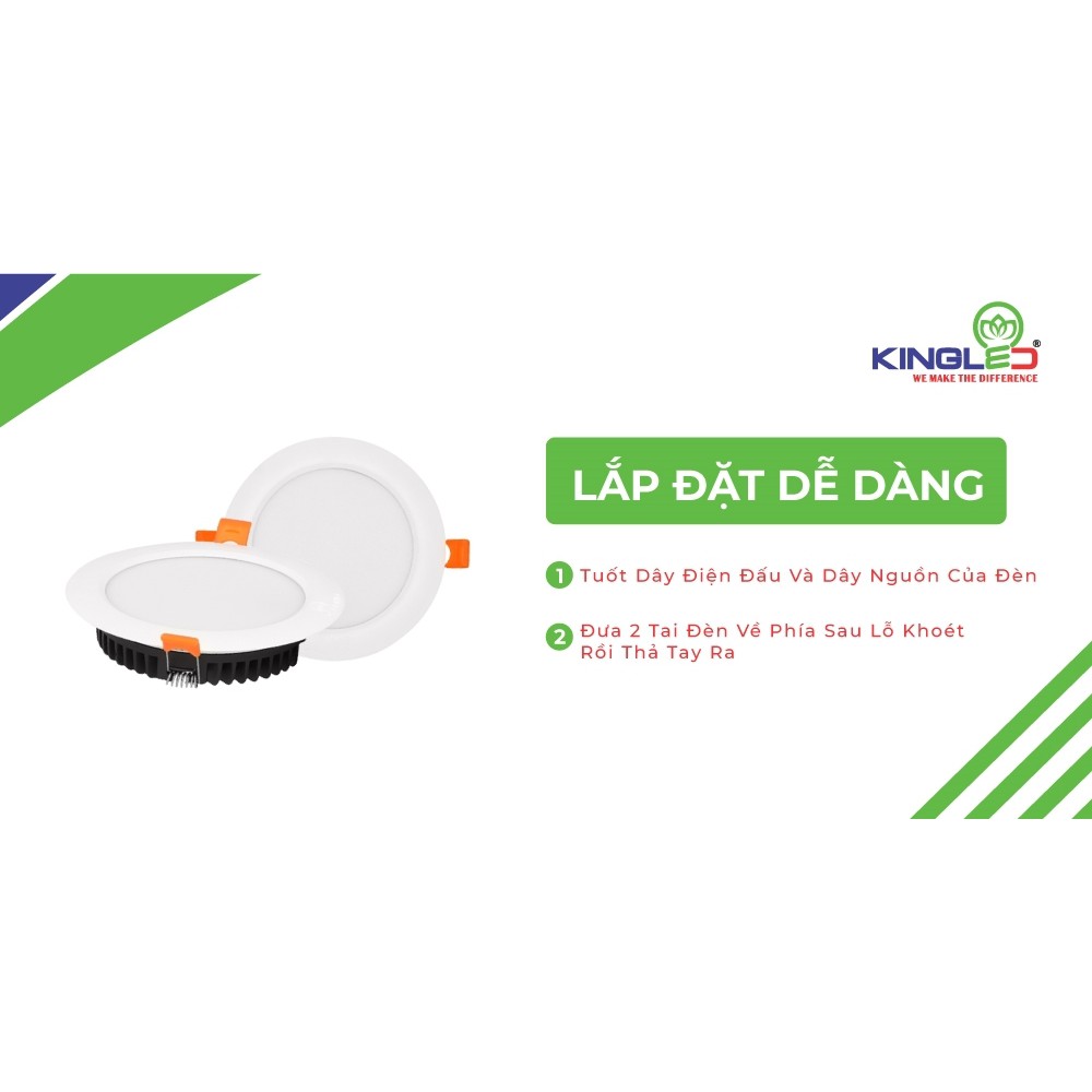 Đèn Âm Trần Ruby 8W Đơn Sắc Kingled D90