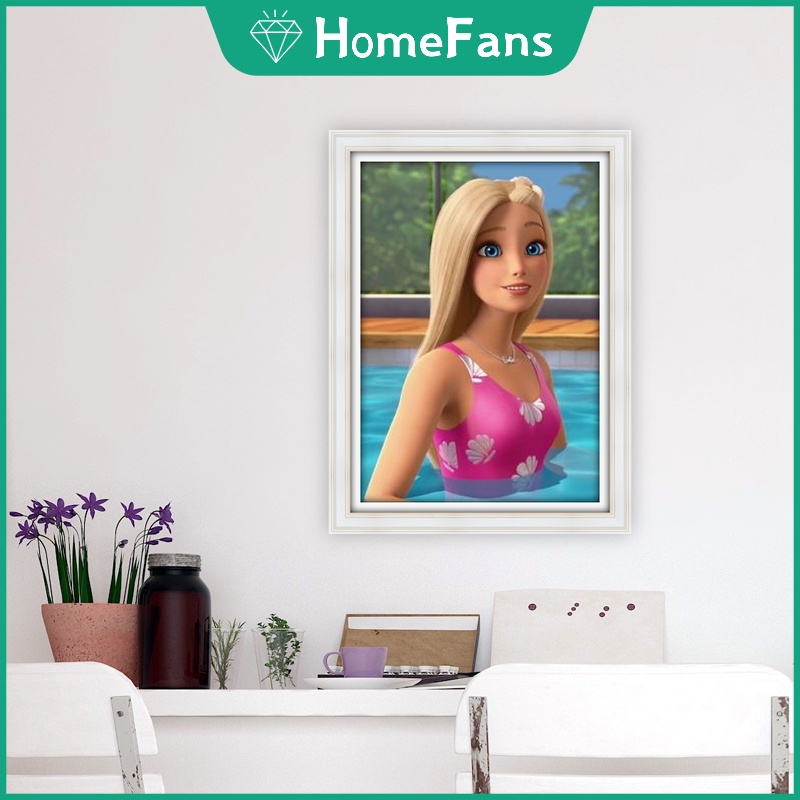 Tranh Đính Đá 5D Tự Làm Hình Công Chúa Hoạt Hình 30X40cm Trang Trí Nhà Cửa