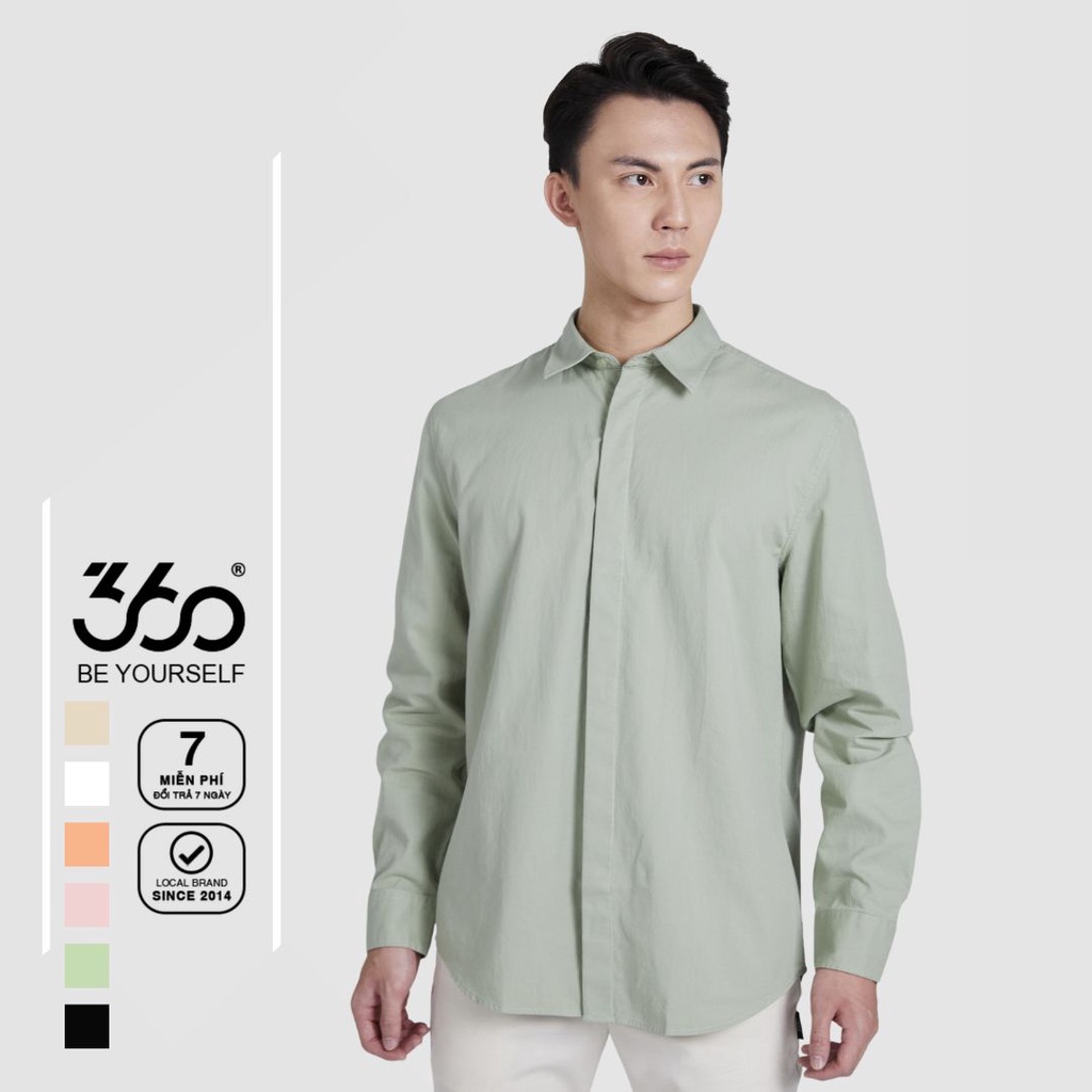 Áo sơ mi nam dài tay thương hiệu 360 Boutique chất cotton cao cấp 6 màu trẻ trung - STDTK328