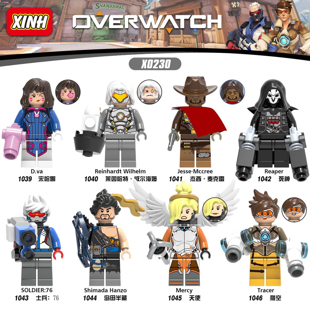 Minifigures Các Nhân Vật Trong OverWatch Mercy Tracer Jesse Mccree Reaper Soldier :76 Simada Hanzo X0230