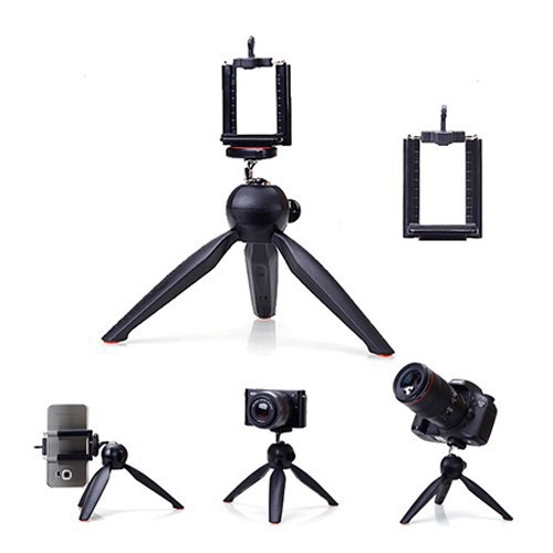 Chân đế kẹp điện thoại, máy ảnh Tripod mini Yunteng YT228 chống trượt 3 chân xoay 360 độ + Đầu kẹp