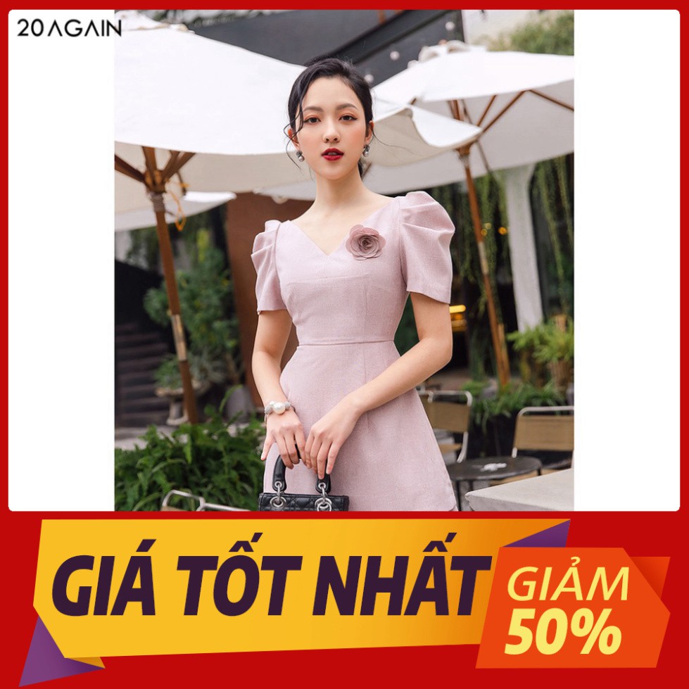 Đầm váy nữ công sở 20AGAIN đủ màu, đủ size, đính hoa ngực DEA0879