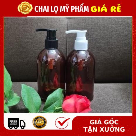 [Combo 10sp] Chai Chiết Mĩ Phẩm ❤ Chai nhựa pet vòi nhấn sữa tắm 250ml nâu lùn chiết mỹ phẩm , phụ kiện du lịch