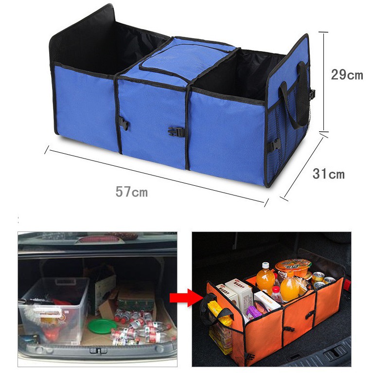 Hộp để đồ 3 ngăn gấp gọn ở cốp sau có ngăn túi bạc giữ nhiệt