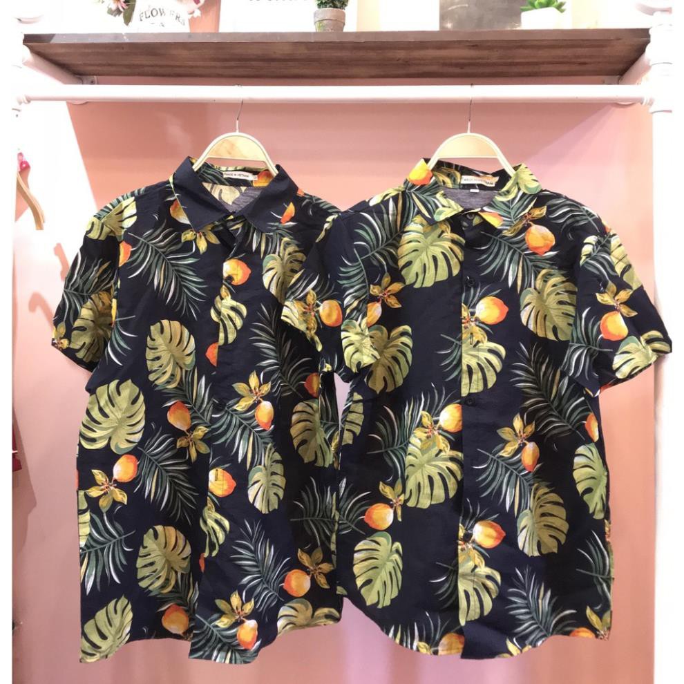 [New Hot 2021] Áo sơ mi hoa lá cây Áo đi biển phong cách hawaii vải đũi loại đẹp 😍