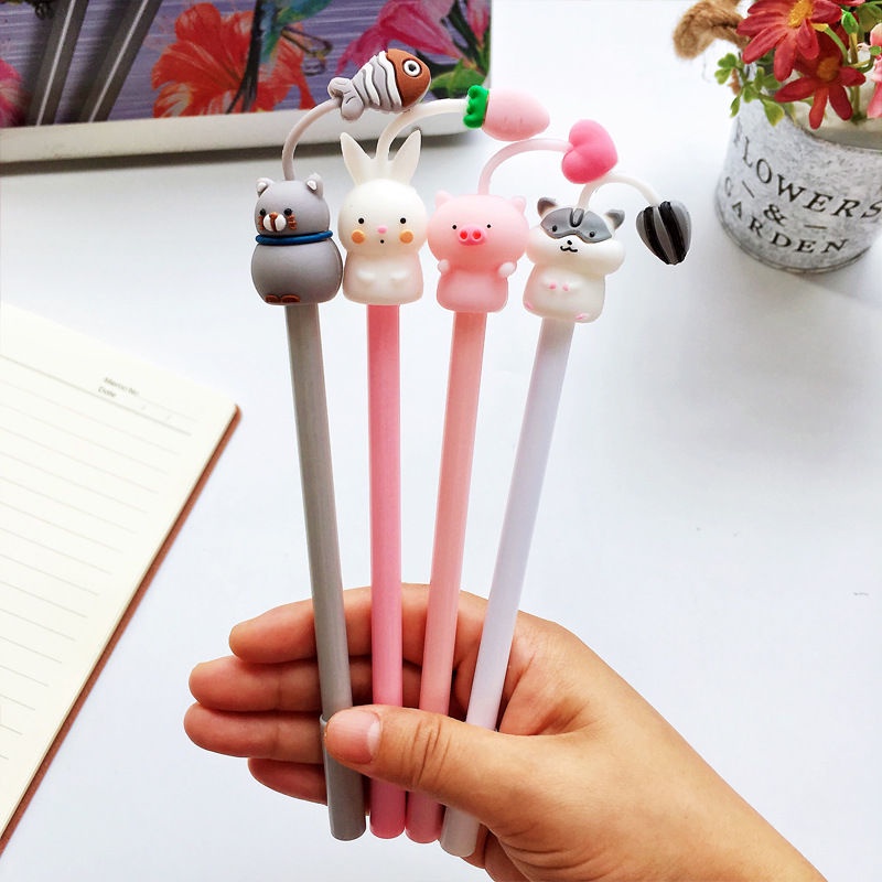 Bút Bi Ngòi 0.5mm Mực Đen Kiểu Dáng Hoạt Hình Dễ Thương Cho Học Sinh