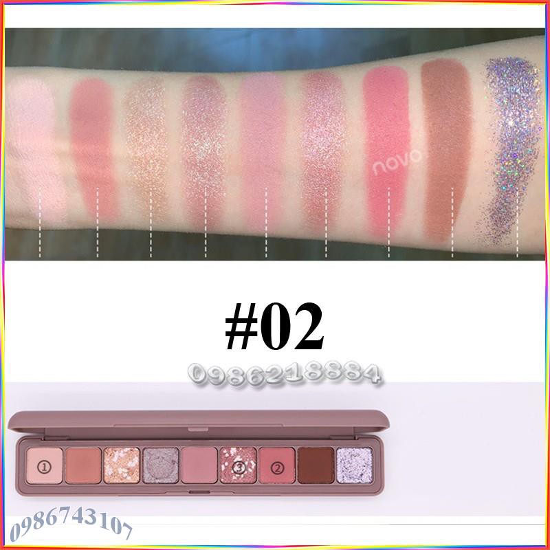 Bảng mắt Novo Smooth Texture Soft Eye Shadow hộp dài 9 ô màu AST3 | BigBuy360 - bigbuy360.vn