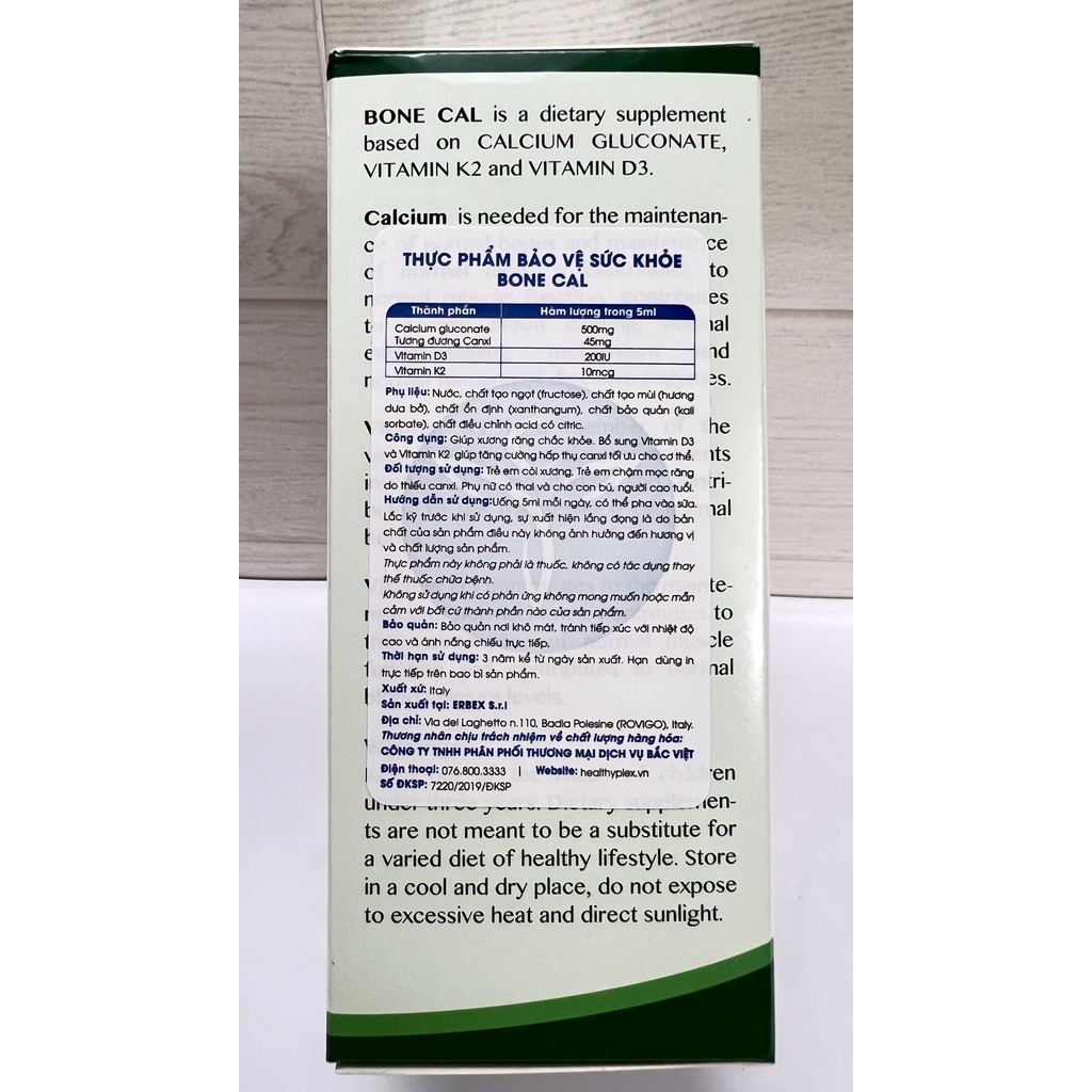 Bone cal chai 150ml bổ sung calcium vitamin d3 vitamin k2 giúp bé phát triển chiều cao xương răng.suckhoechomoinha
