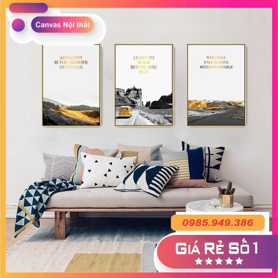 [tranh canvas]Bộ 3 Tranh Canvas Cao Cấp Bình Minh Trên Núi Trang Trí Tường CV-184