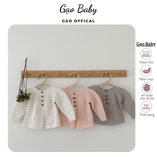 Áo khoác cardigan dệt kim màu trơn cho bé gái