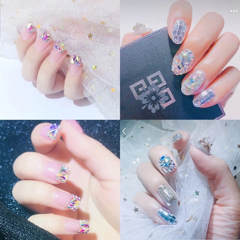 [Hàng mới về] Set 100 hạt pha lê ab nhiều màu sắc trang trí móng tay nghệ thuật diy