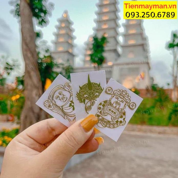 Combo 3 miếng linh phù tài lộc THẦN TÀI GIỮ CỦA - THẦN TÀI KHAI LỘC - T.IỀN VÔ NHƯ NƯỚC dán điện thoại, laptop ý nghĩa