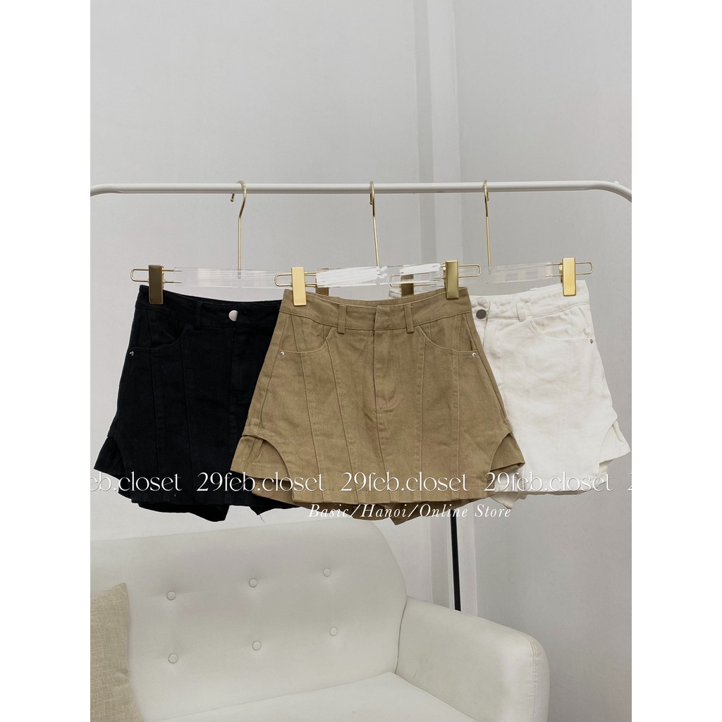 [Ảnh thật/Video] Quần short kaki giả váy cut out 2 bên - 29feb.closet - Q26