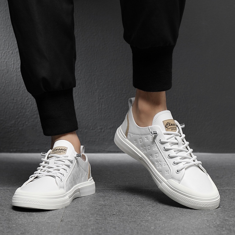 [FreeShip] Giày Sneaker nam da thật màu trắng cao cấp NEW 2022