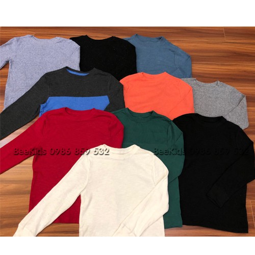 Combo 2 áo thun tổ ong dài tay trơn dành cho cả nam và nữ size từ 2 đến 16 tuổi (giao màu ngẫu nhiên)