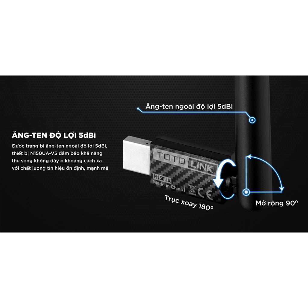 USB Wi-Fi Totolink N150UA-V5 - USB Wi-Fi chuẩn N 150Mbps