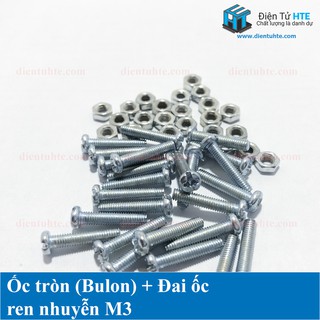 Ốc tròn (Bulon) + Đai ốc ren nhuyễn M3