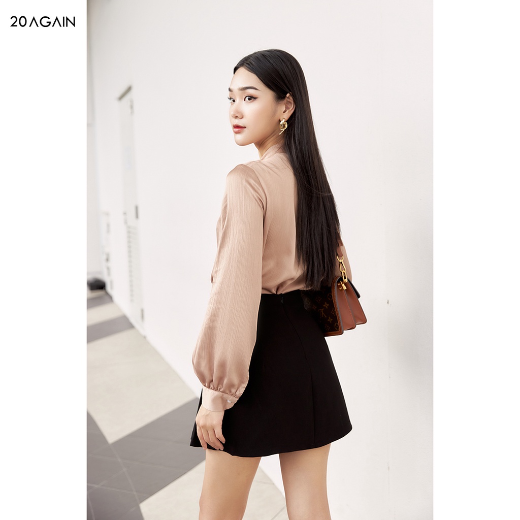 Áo sơ mi nữ dài tay cổ vạt nơ 20Sexy by 20AGAIN, thiết kế thanh lịch, chất lụa nhăn dày dặn ASA2001