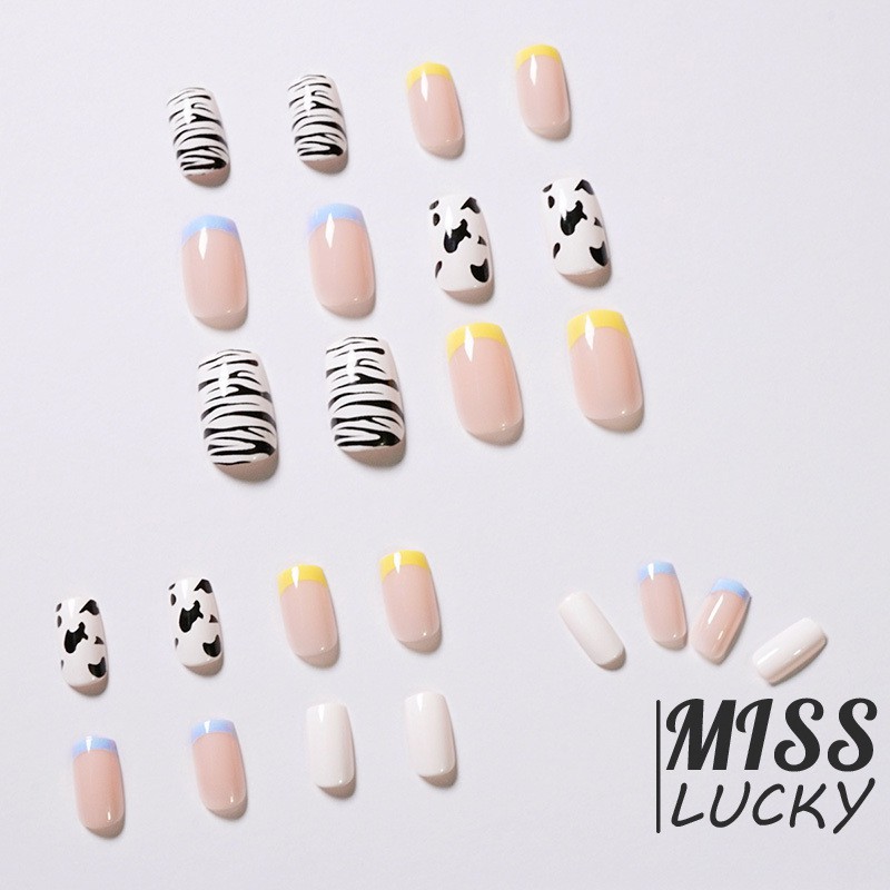 VN (Hàng Mới Về) Set 24 Miếng Dán Móng Tay Giả Họa Tiết Mèo Đáng Yêu