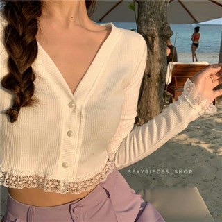 áo tay dài croptop cổ V
