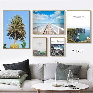 Bộ decal dán tường cảnh biển đẹp giả khung tranh trang trí phòng tuyệt đẹp nhiều mẫu lựa chọn