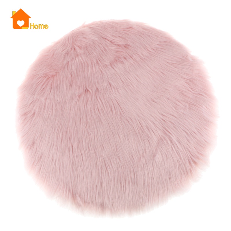 Đệm Ngồi Lông Cừu Giả Hình Tròn Dài 30cm Màu Trắng