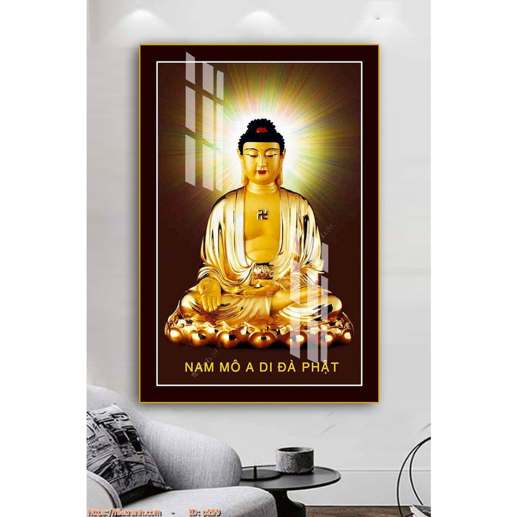 Tranh phật giáo 60x90cm - Tranh treo tường in UV ( Tráng gương bóng)