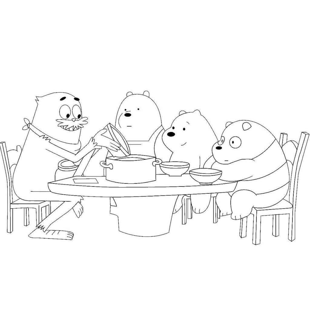 Bộ 26 tranh tô màu Chúng tôi đơn giản là gấu, giấy tô màu We bare bears dành cho trẻ em