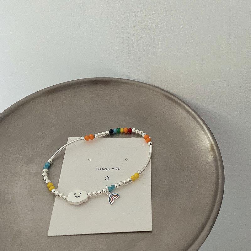 Vòng Tay Chuỗi Hạt Mặt Cười Trái Tim Dễ Thương Phong Cách Hàn Quốc Cho Nam Và Nữ
