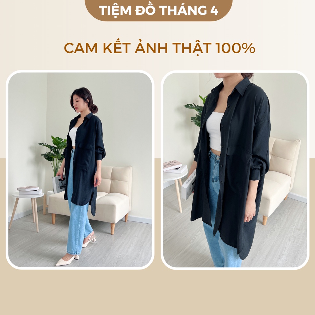 Áo Sơ Mi Nữ Form Rộng Chất Vải Lụa Tơ TIỆM ĐỒ THÁNG 4 LONG SHIRT
