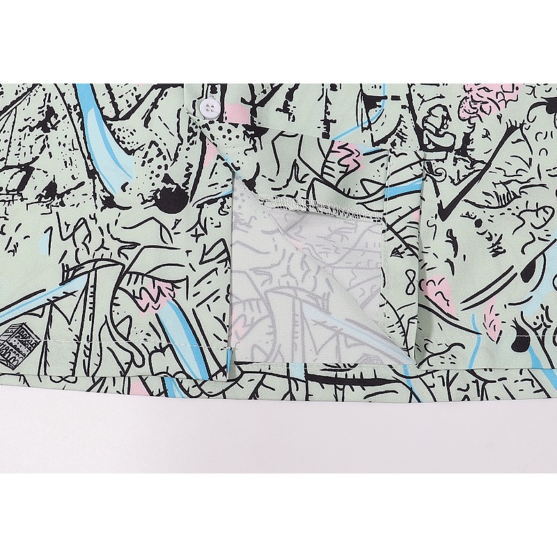 Áo Sơ Mi In Họa Tiết Graffiti Màu Sắc Phong Cách Vintage Thời Trang