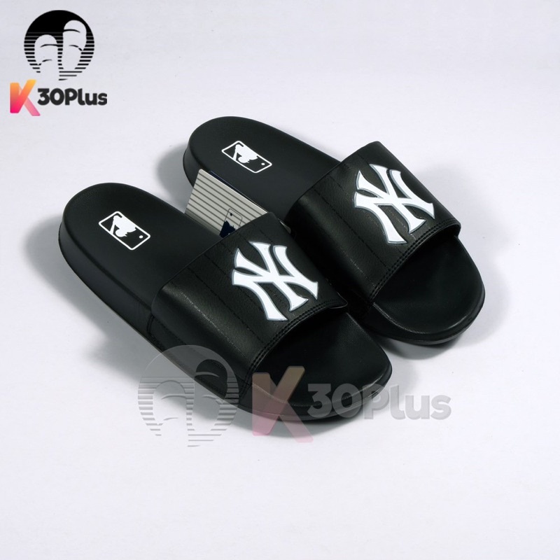 Dép  MLB Quai Ngang logo In đen, trắng