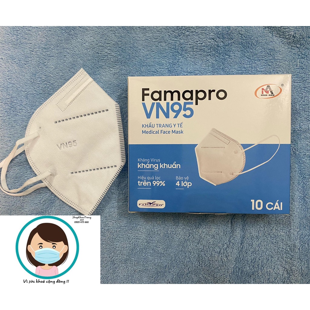Khẩu Trang Y tế FAMAPRO VN95,Công ty Nam Anh,Chuẩn Farmacity,Tương đương với chuẩn chống bụi N95 hoặc KN95 trên thế giới