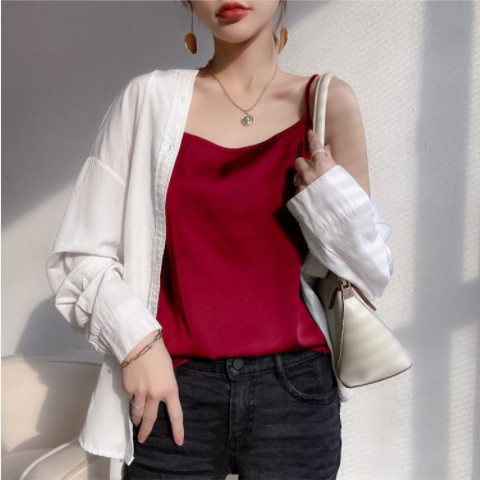 Áo Hai Dây Hai Mảnh Bằng Lụa Dáng Ngắn Thời Trang Dành Cho Nữ | BigBuy360 - bigbuy360.vn