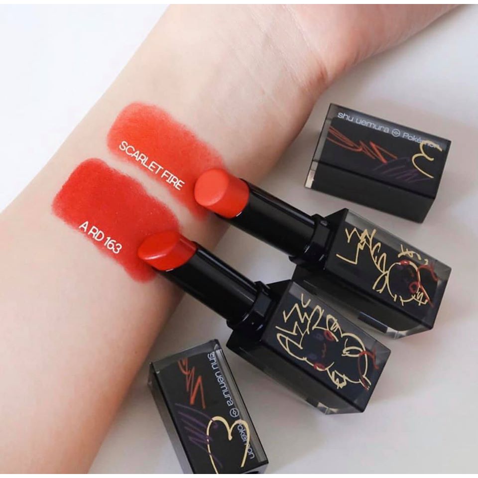 Kết quả hình ảnh cho SHU UEMURA - Son thỏi Pokemon Rouge Unlimited Amplified Matte Lipstick (A RD 163)"