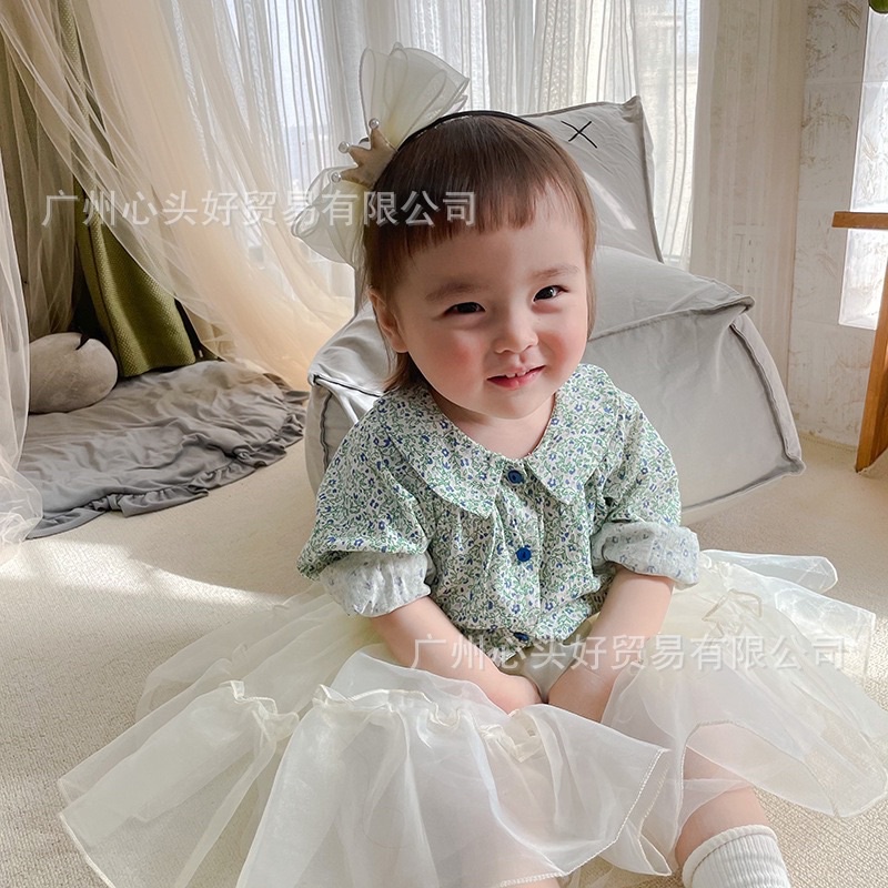 Băng đô/Kẹp tóc voan nơ tiểu thư đáng yêu phong cách Hàn Quốc cho bé